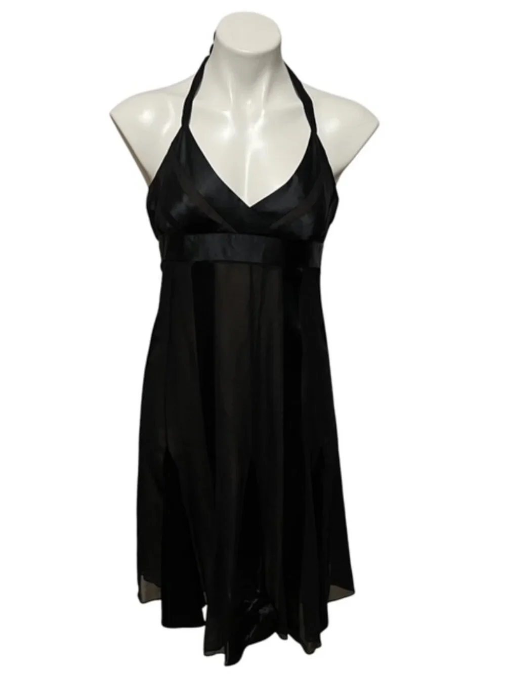 BCBGMAXAZRIA Y2K Black Silk Halter Cocktail Dress EUC - Picture 2 of 6